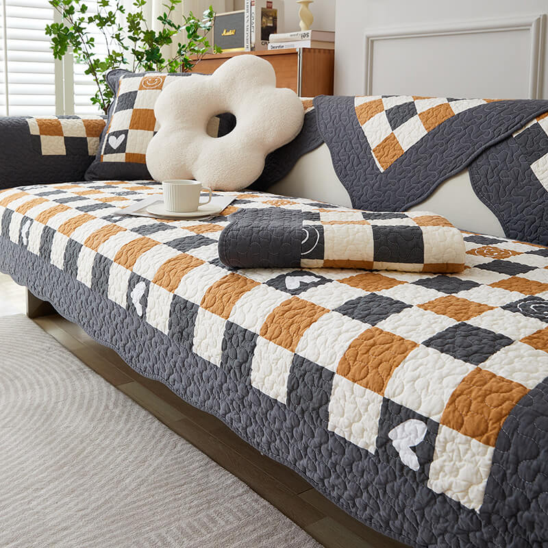 Cotton Plaid Anti-Scratch Sofa Cover