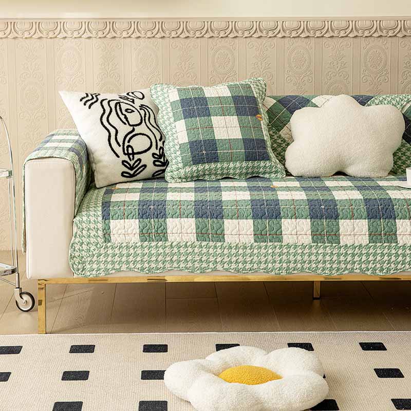 Cotton Plaid Anti-Scratch Sofa Cover