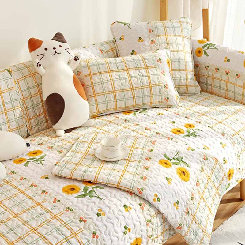 Printed Pure Cotton Anti-Scratch Sofa Protector Couch Cover
