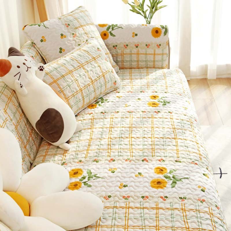 Printed Pure Cotton Anti-Scratch Sofa Protector Couch Cover