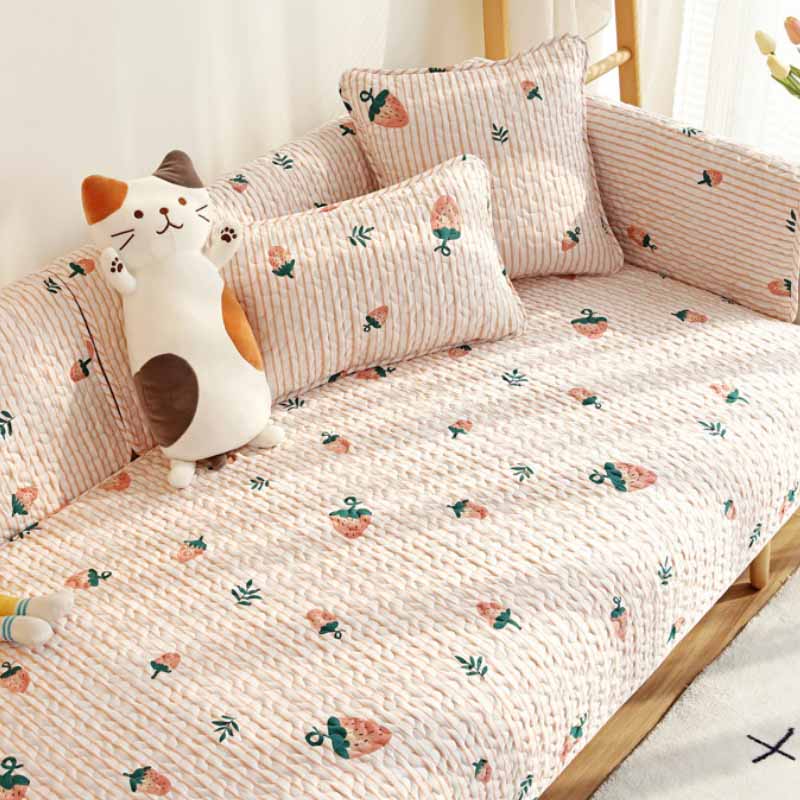 Printed Pure Cotton Anti-Scratch Sofa Protector Couch Cover