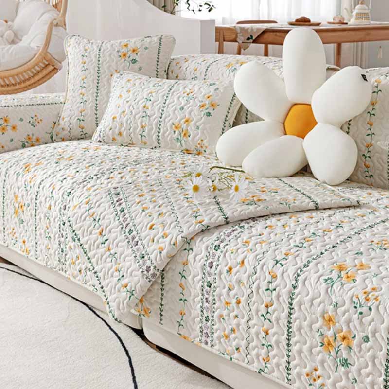 Printed Pure Cotton Anti-Scratch Sofa Protector Couch Cover