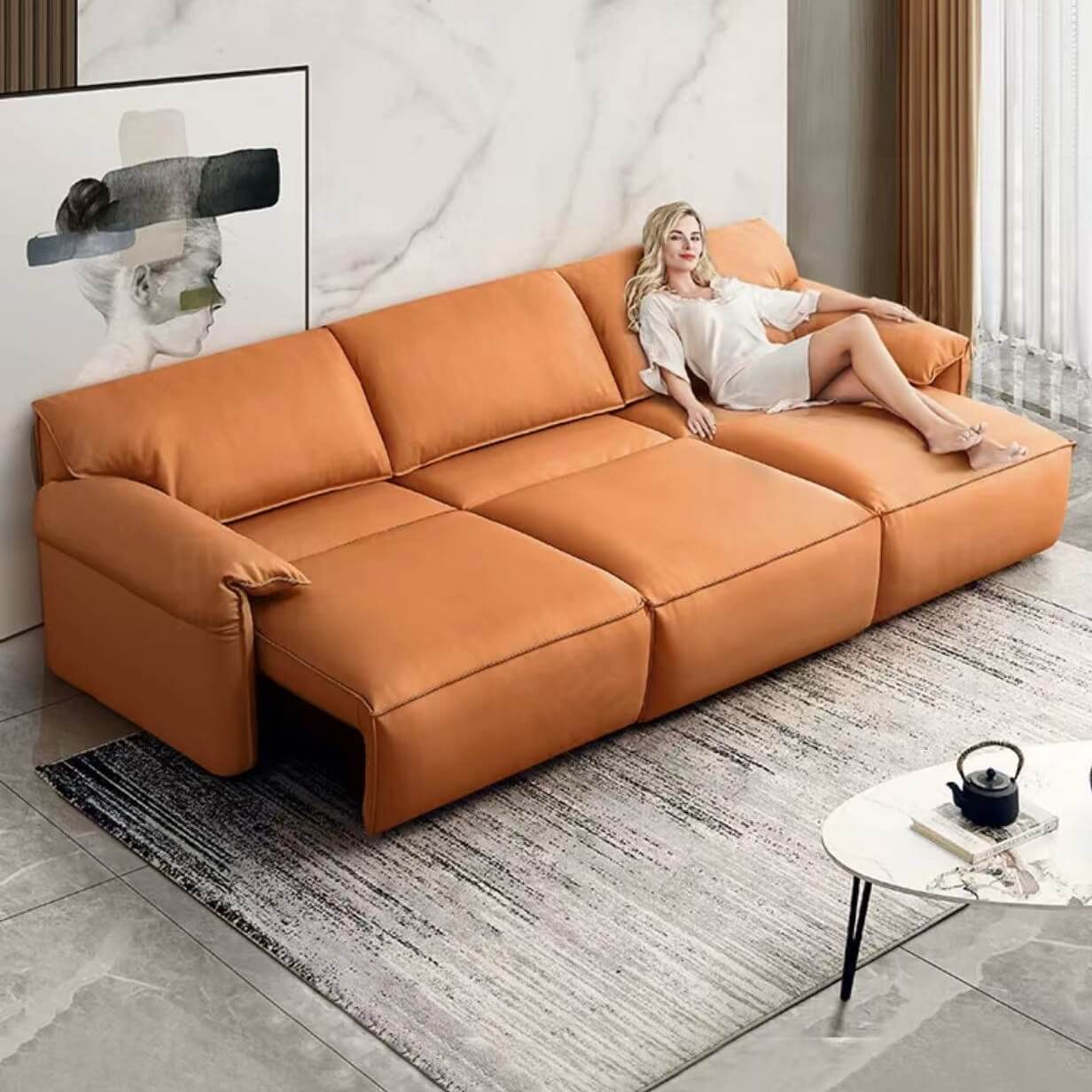 Italian minimalist multifunctional electric sofa bed villa living room video hall electric luxury Sofa - Flyrugss