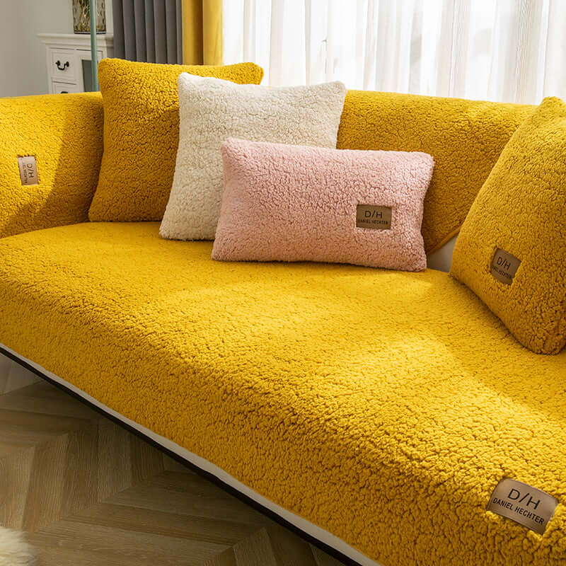 Cuscino per divano in lana d'agnello 2023, copridivano antiscivolo moderno e minimalista universale ispessito 