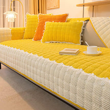 Corduroy sofa cushion four-season universal models, plush cushion non-slip models