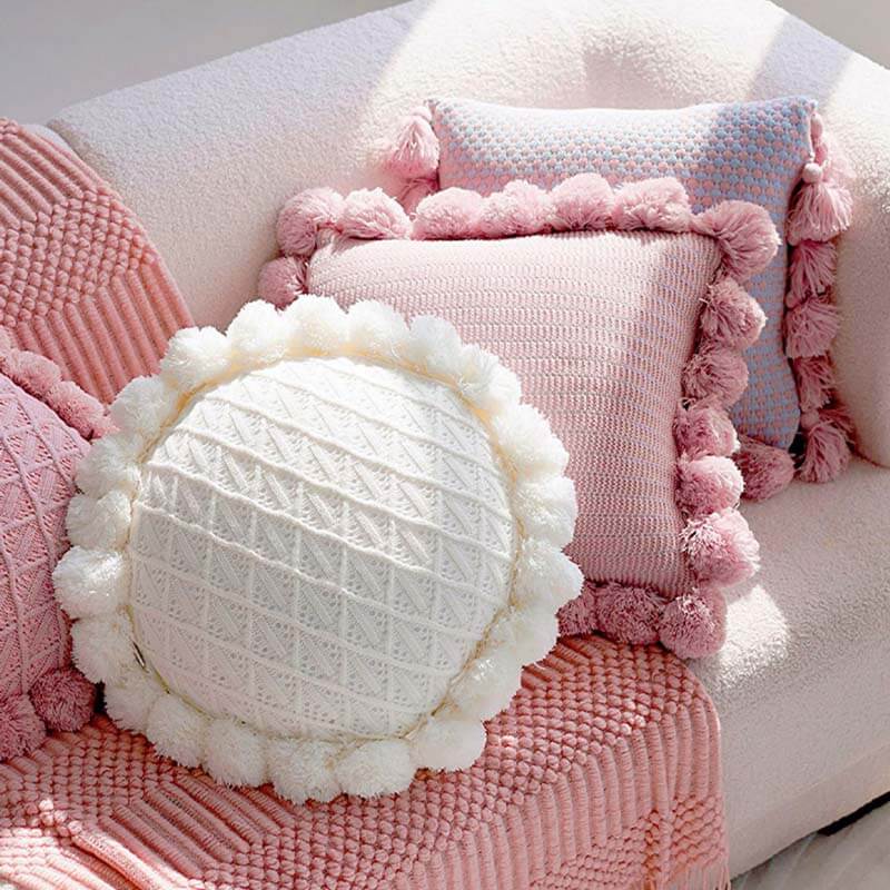 Knitted tassel small fresh pillow living room bedside lumbar support