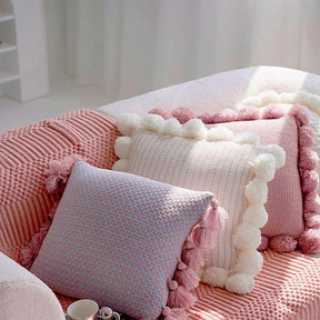 Knitted tassel small fresh pillow living room bedside lumbar support