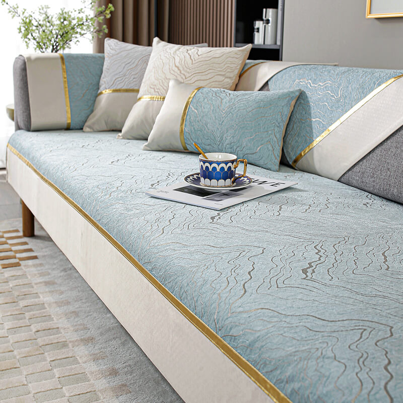 Asciugamano per divano antiscivolo di lusso moderno in ciniglia 2023, adatto per divani a forma di L, semplici modelli universali per quattro stagioni 