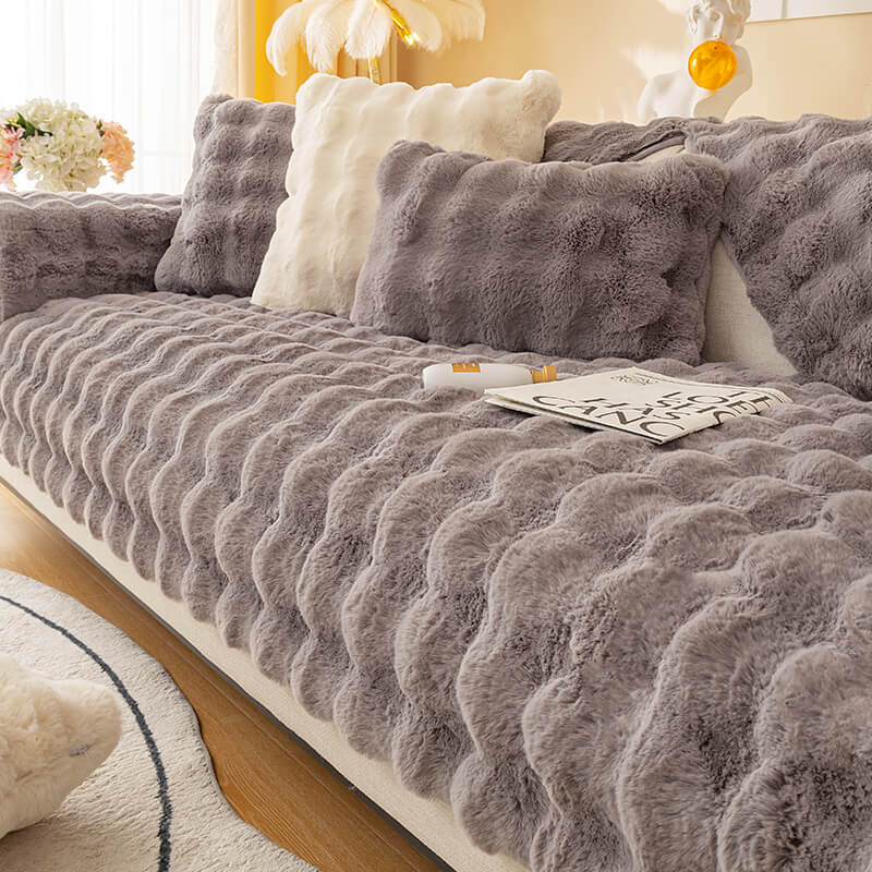 Modelli 2023 di cuscini per divani in peluche di coniglio, modelli addensati senza lanugine, modelli universali antiscivolo 