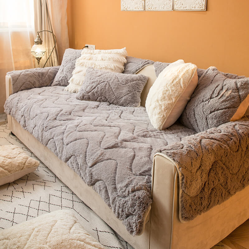 Cuscino per divano in peluche con sensazione di gatto, asciugamano di copertura semplice e moderno per divano paragrafo universale 