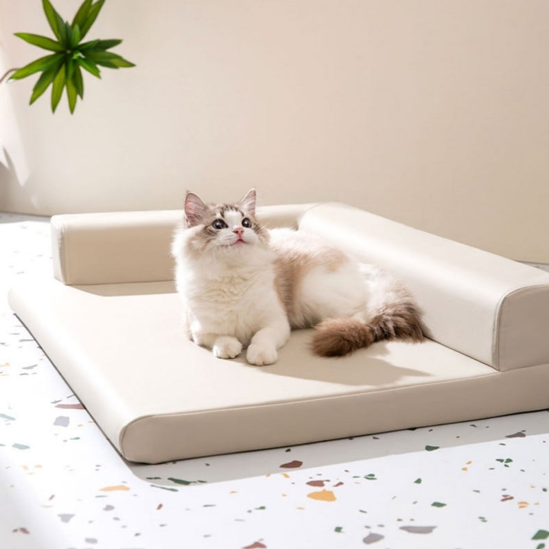 Leather Neck Guard Dog & Cat Sofa Bed Modern Style Dog Bed